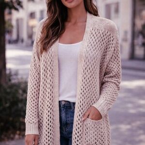 DEX OPEN KNIT SUMMER CARDIGAN SWEATER SIZE M